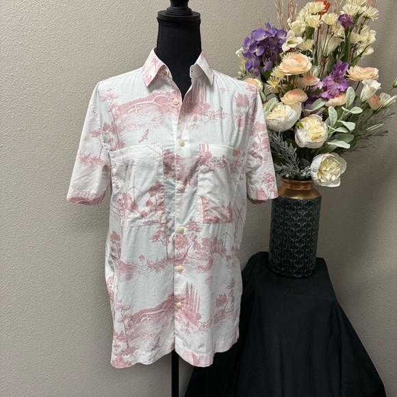Ted Baker London Pink Toile Print Button Shirt Sz 2 - Picture 1 of 10
